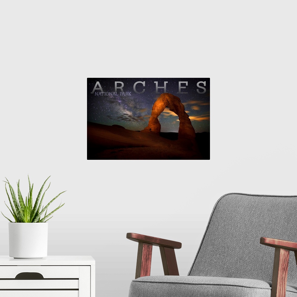 A modern room featuring Arches National Park, Delicate Arch: Travel Poster