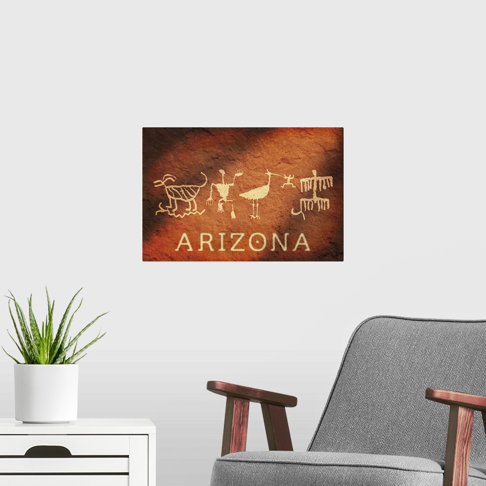 A modern room featuring Arizona - Petrified Forest Petroglyphs