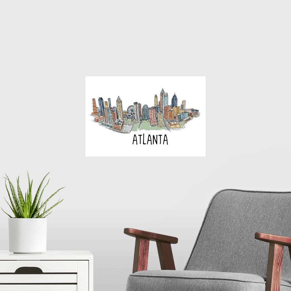 A modern room featuring Atlanta, Georgia - Line Drawing