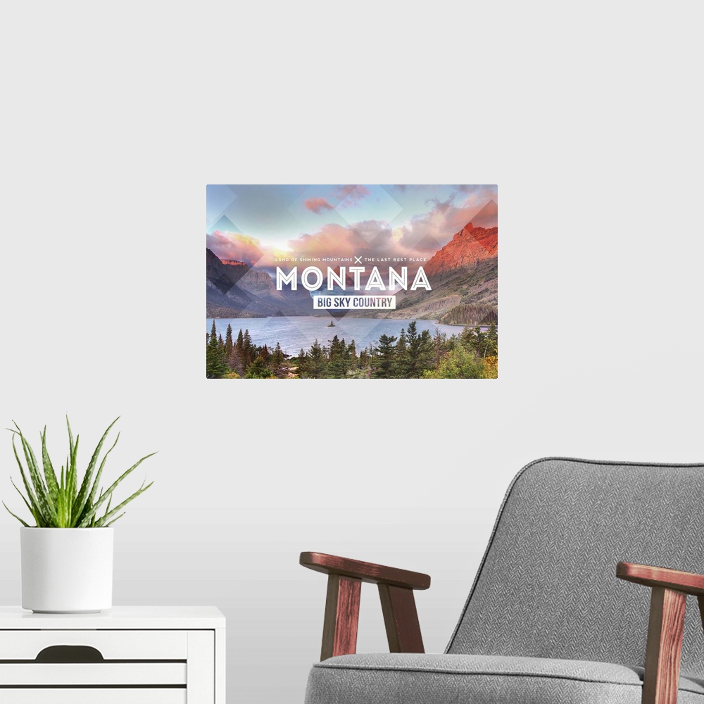 A modern room featuring Big Sky Country Montana, Rubber Stamp