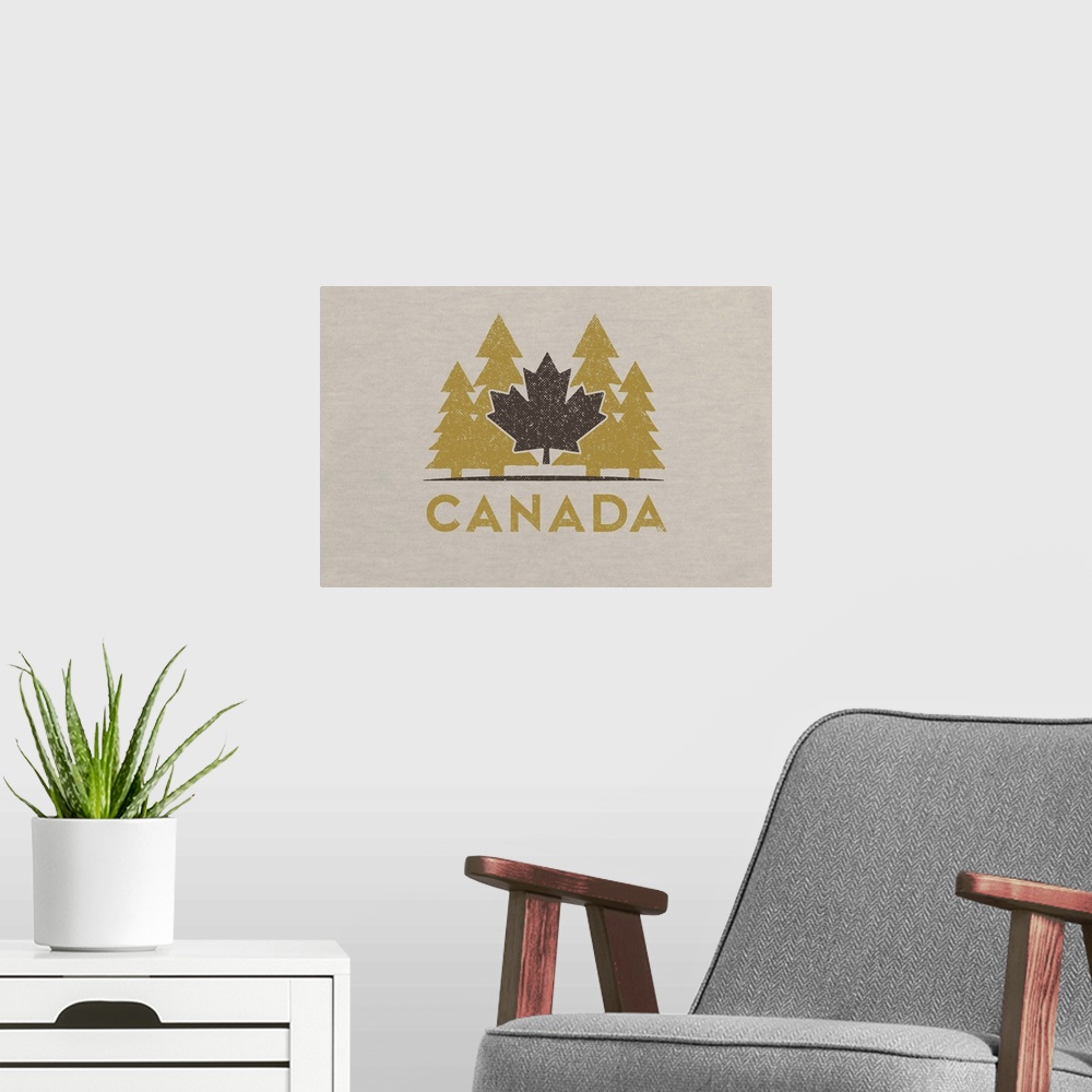 A modern room featuring Canada - Vector Leaf & Trees