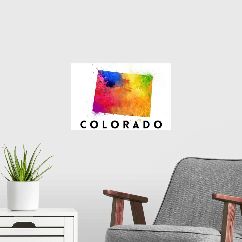 A modern room featuring Colorado - State Abstract Watercolor