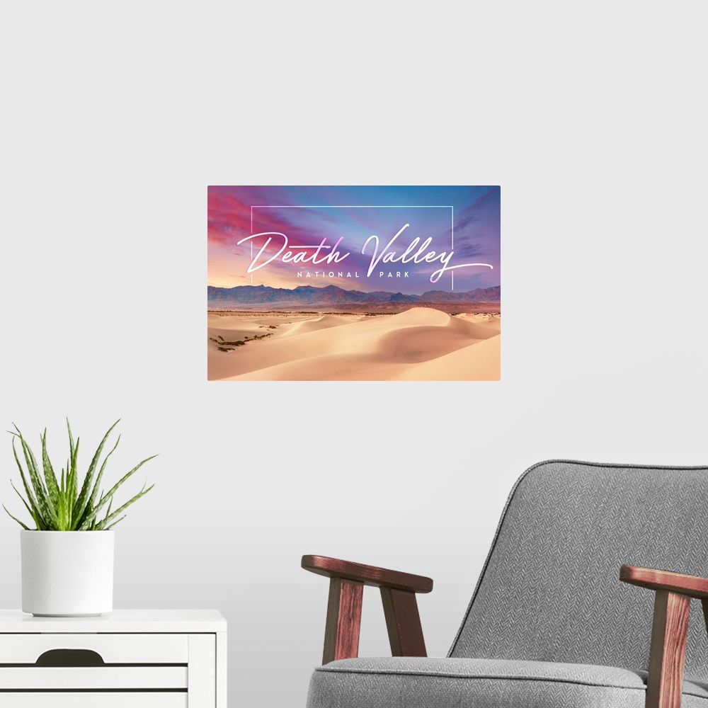 A modern room featuring Death Valley National Park, Sunset Dunes: Travel Poster