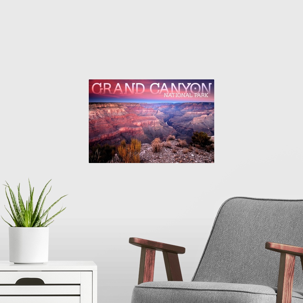 A modern room featuring Grand Canyon National Park, Sunset: Travel Poster