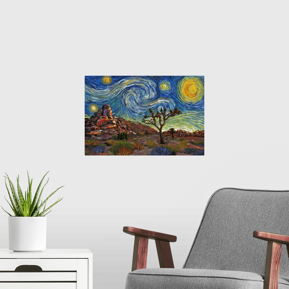 A modern room featuring Joshua Tree National Park - Starry Night National Park Series