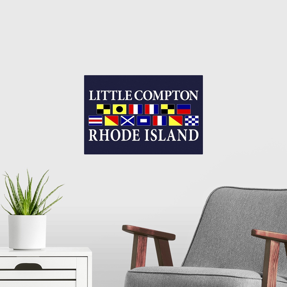 A modern room featuring Little Compton, Rhode Island - Nautical Flags Poster