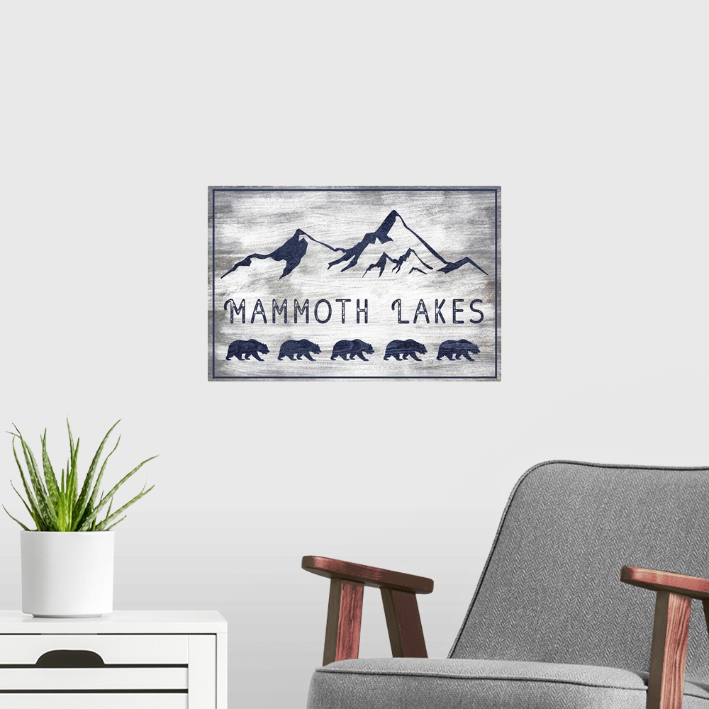 A modern room featuring Mammoth Lakes, California - Grizzly Bears & Mountains - Rustic