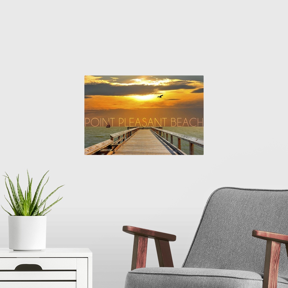 A modern room featuring Point Pleasant Beach, New Jersey, Pier at Sunset