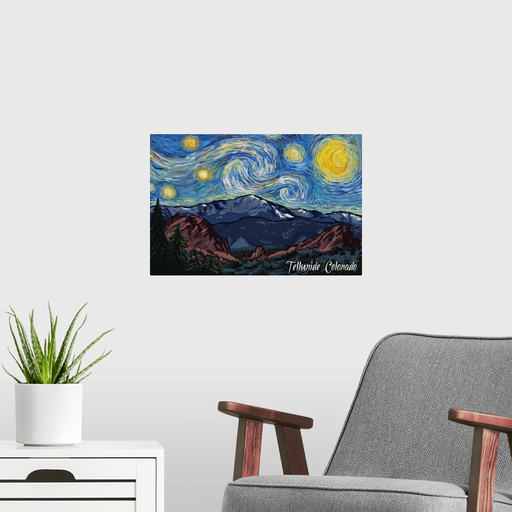 A modern room featuring Telluride, Colorado - Pikes Peak - Starry Night