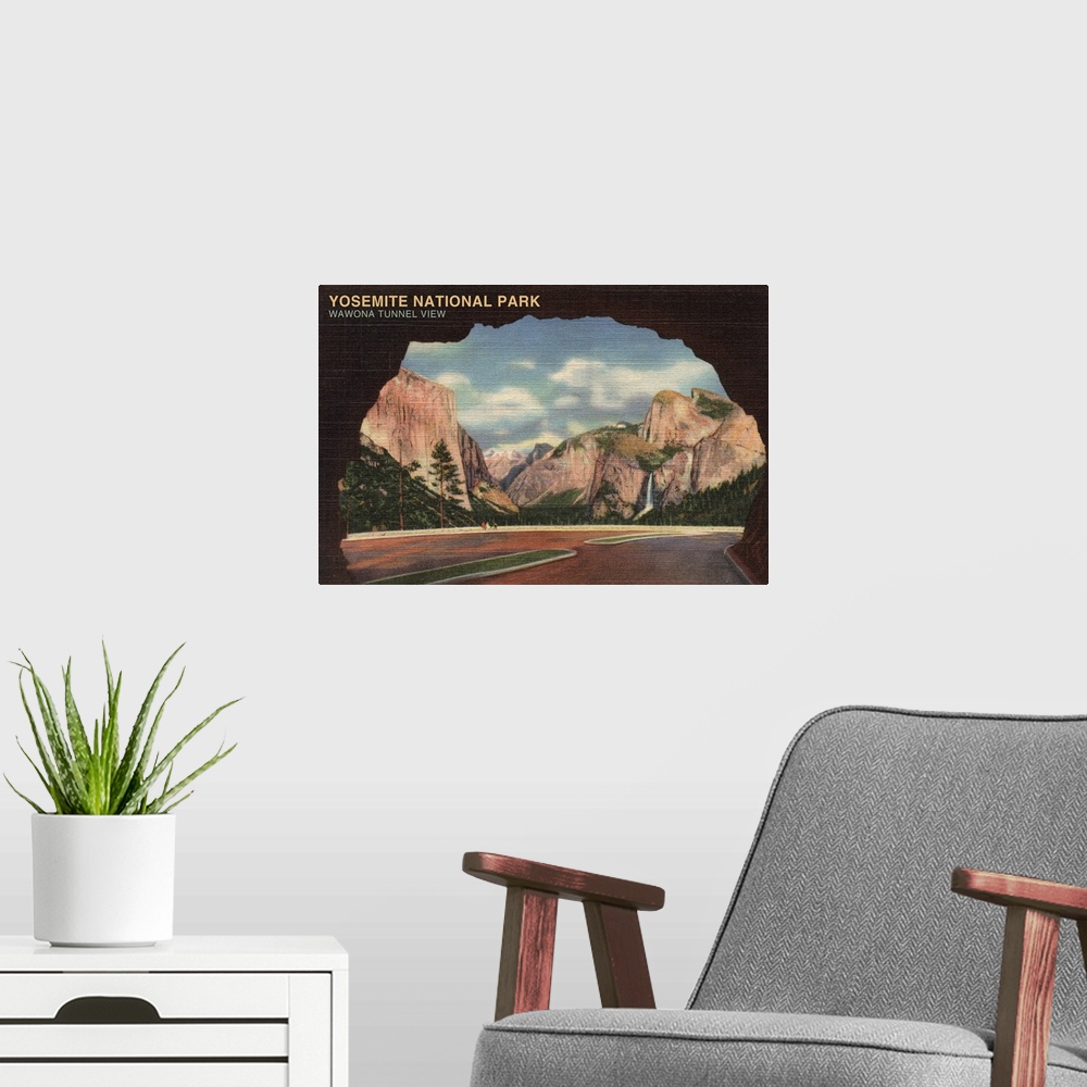 A modern room featuring Yosemite National Park, Wawona Tunnel View: Retro Travel Poster