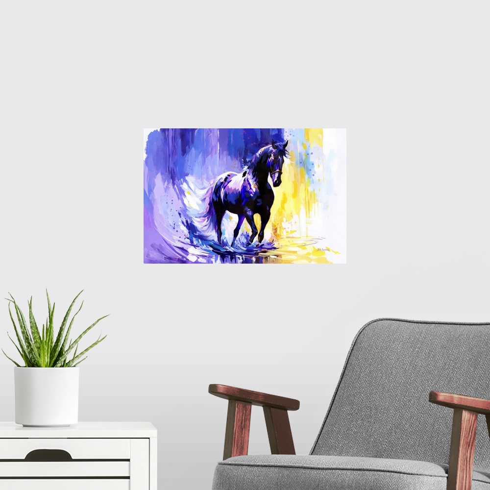 A modern room featuring Horse in the Whispers of the Wind