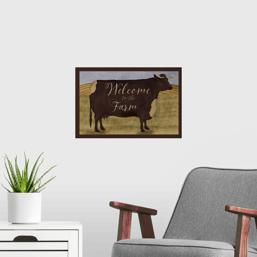 A modern room featuring Welcome to the Farm