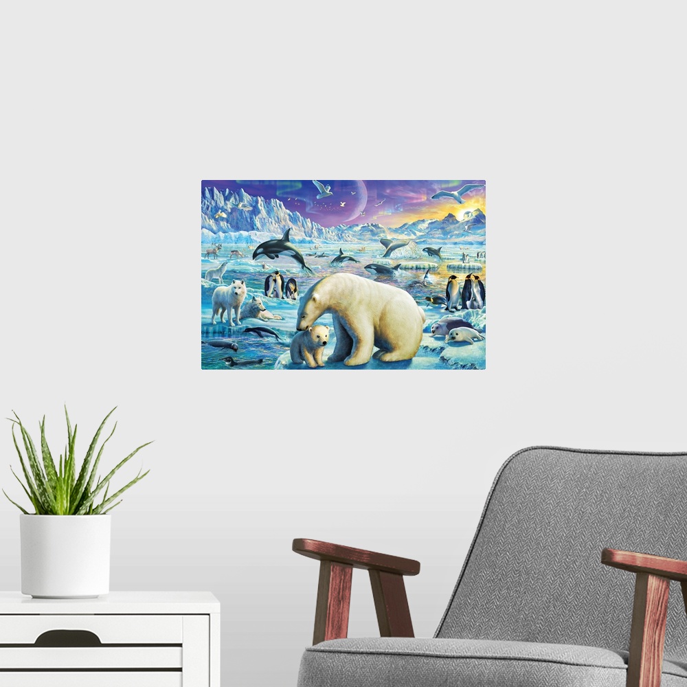 A modern room featuring Arctic Night