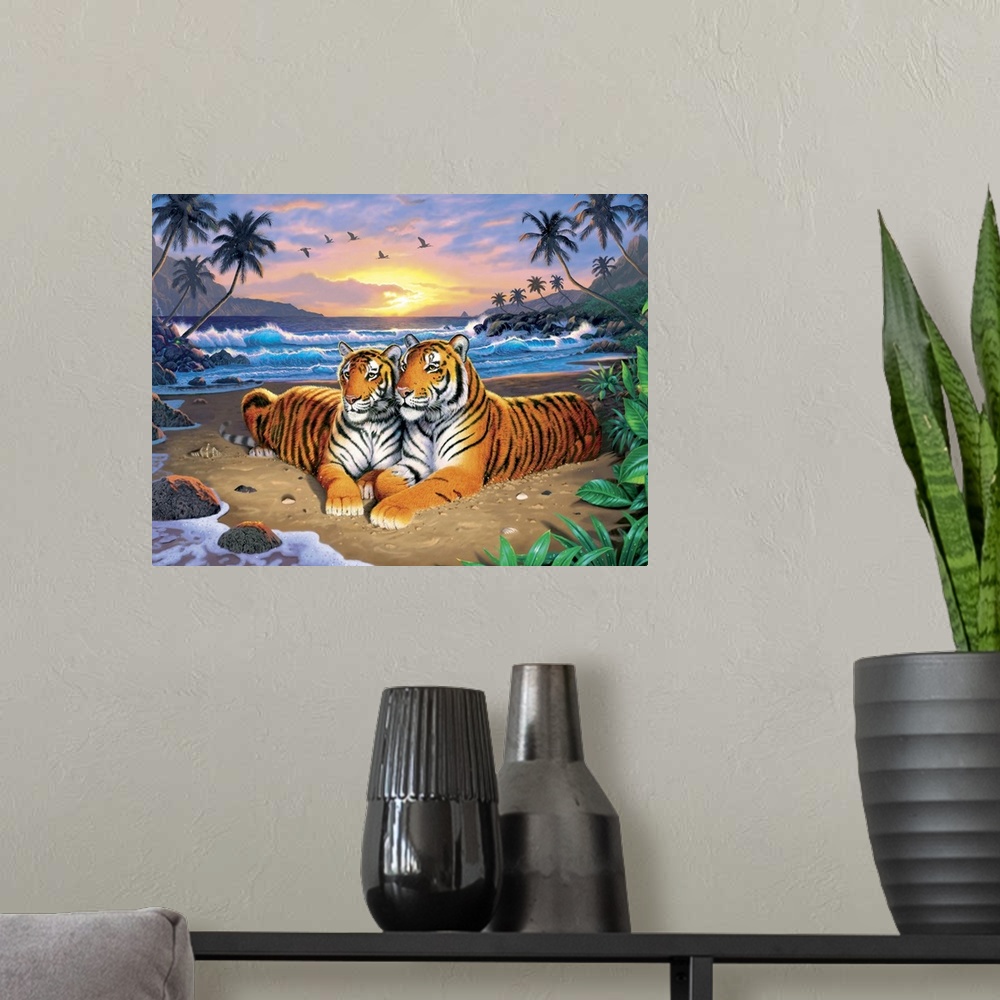 A modern room featuring Beach Tigers