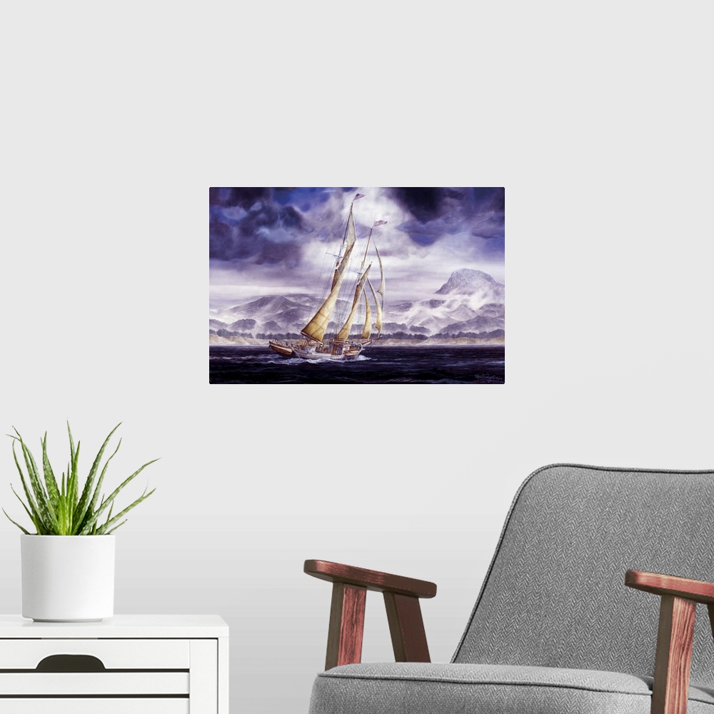 A modern room featuring Sailboat 2