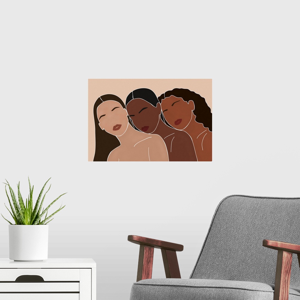 A modern room featuring Three Women