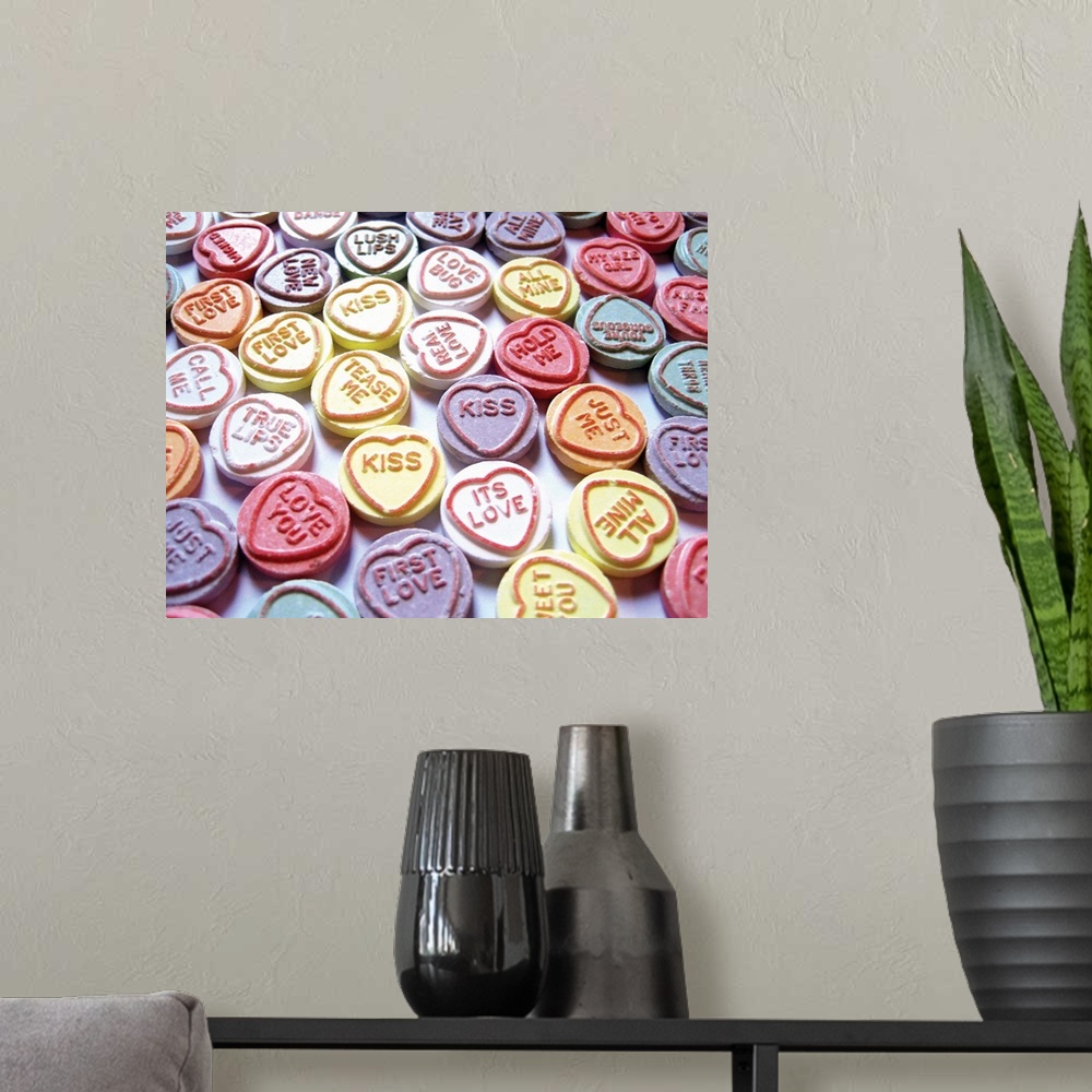 A modern room featuring Love Hearts Sweets Photograph.