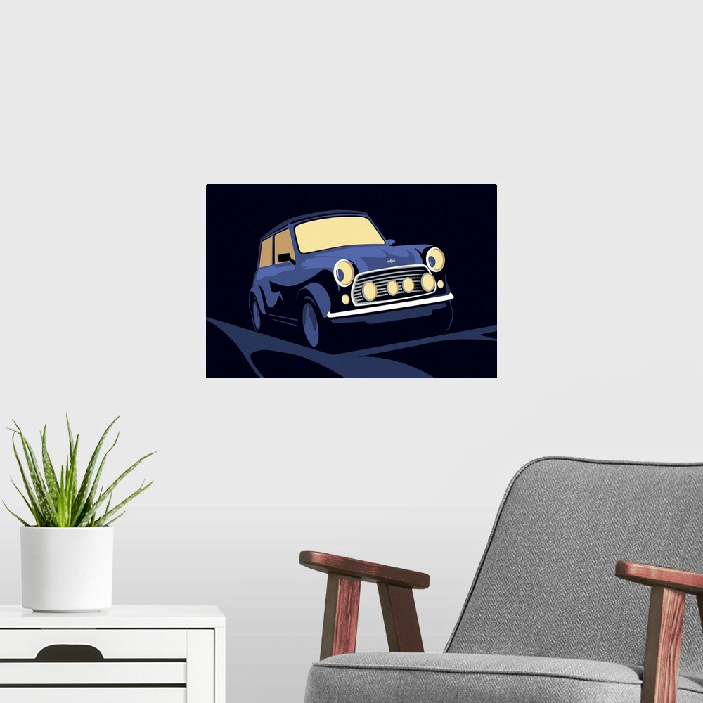 A modern room featuring Classic Austin Mini Cooper. The Mini was an iconic British car design, coming into production in ...