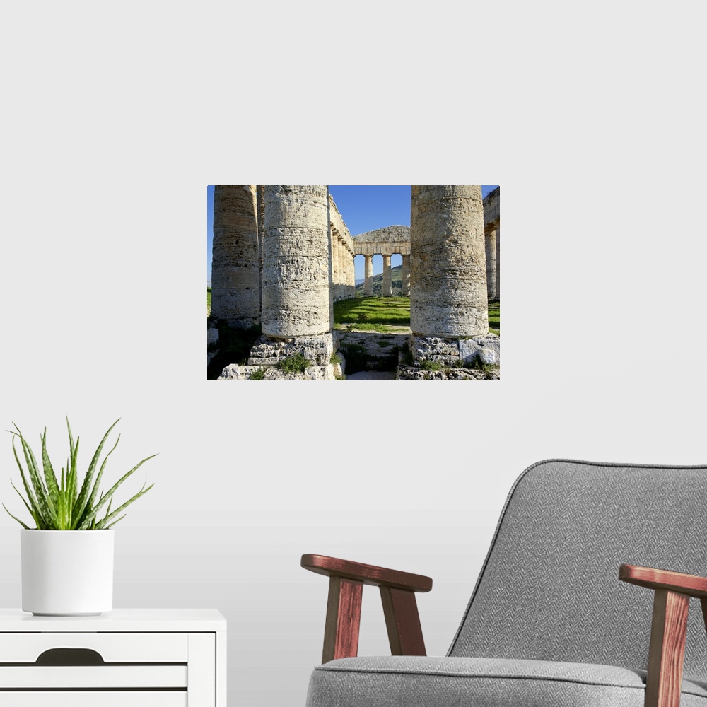 A modern room featuring Segesta Greek ruins, Sicily, Italy.