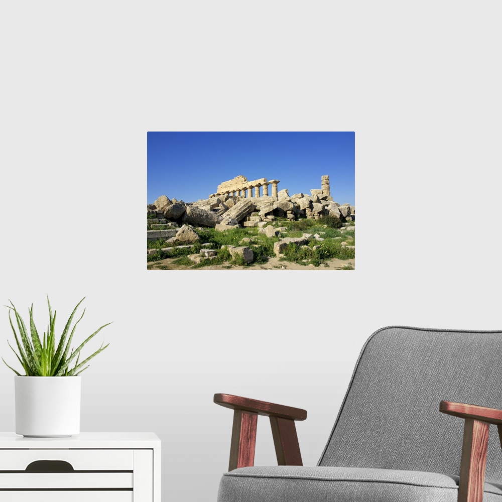 A modern room featuring Selinunte Greek ruins, Sicily, Italy.