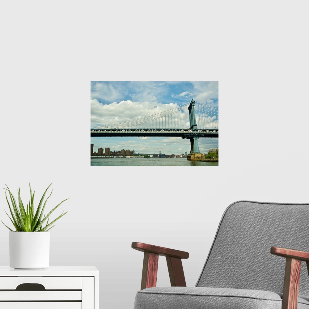 A modern room featuring Usa, NY, Brooklyn: Manhattan bridge seen from DUMBO