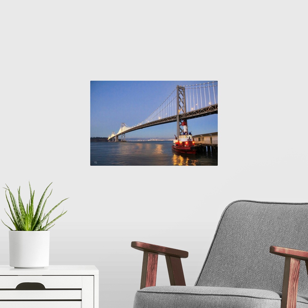 A modern room featuring Opened in 1936, this section of the San Francisco-Oakland Bay Bridge is an enduring work of art. ...