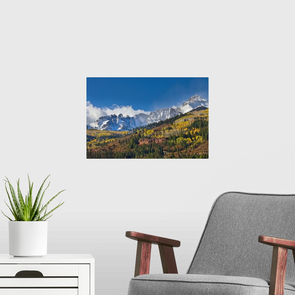 A modern room featuring Peaks after First Snow Rocky Mts Colorado