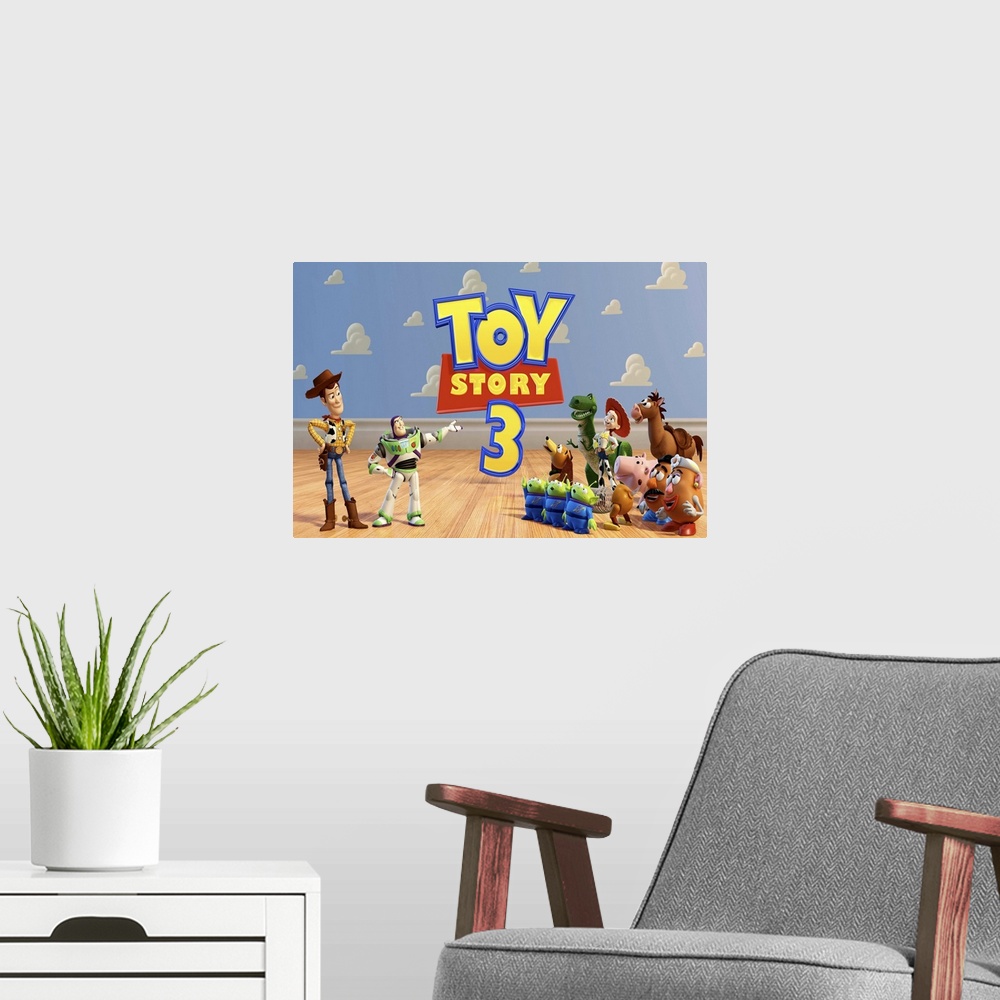 A modern room featuring Woody, Buzz, and the rest of their toy-box friends are dumped in a day-care center after their ow...