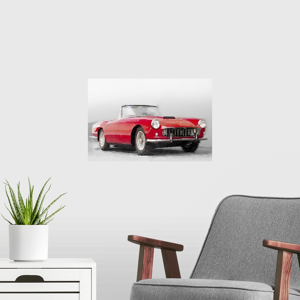 A modern room featuring 1960 Ferrari 250GT Pinifarina Watercolor