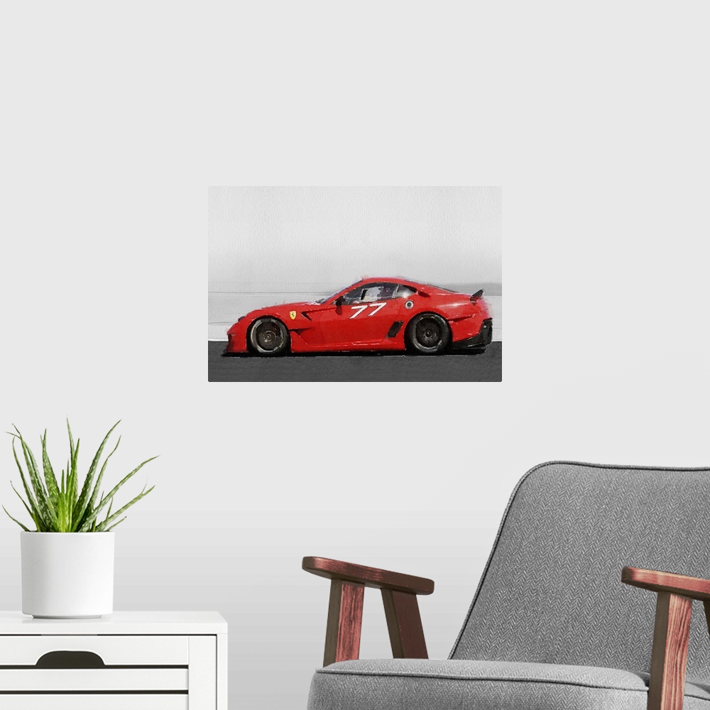 A modern room featuring 2006 Ferrari 599 GTB Fiorano Watercolor
