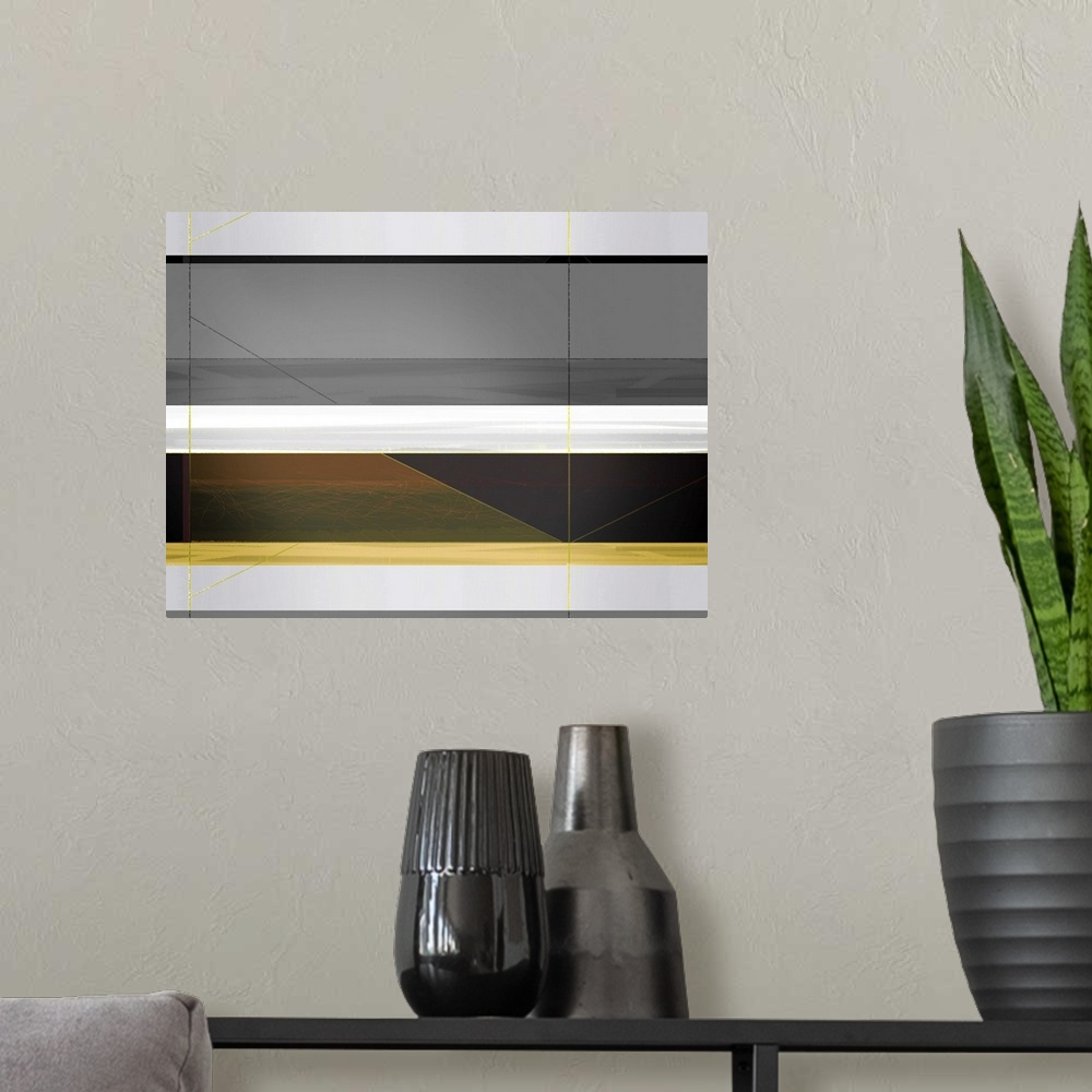 A modern room featuring Abstract Grey And Yellow Stripes