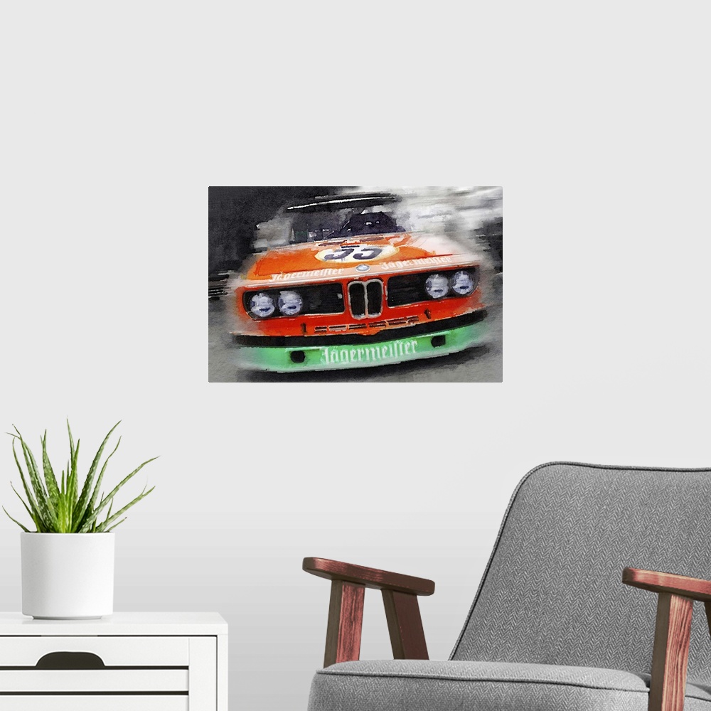 A modern room featuring BMW Front End Watercolor