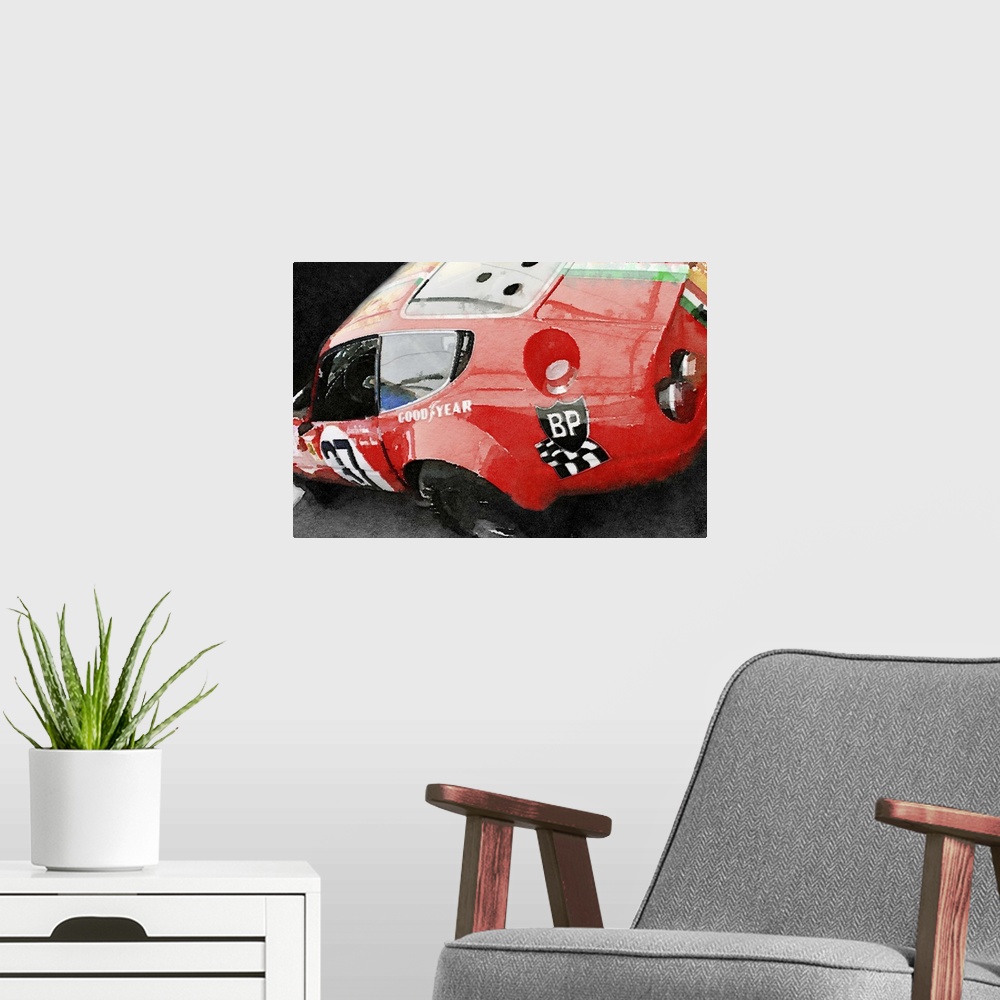 A modern room featuring Ferrari Reear Detail Watercolor