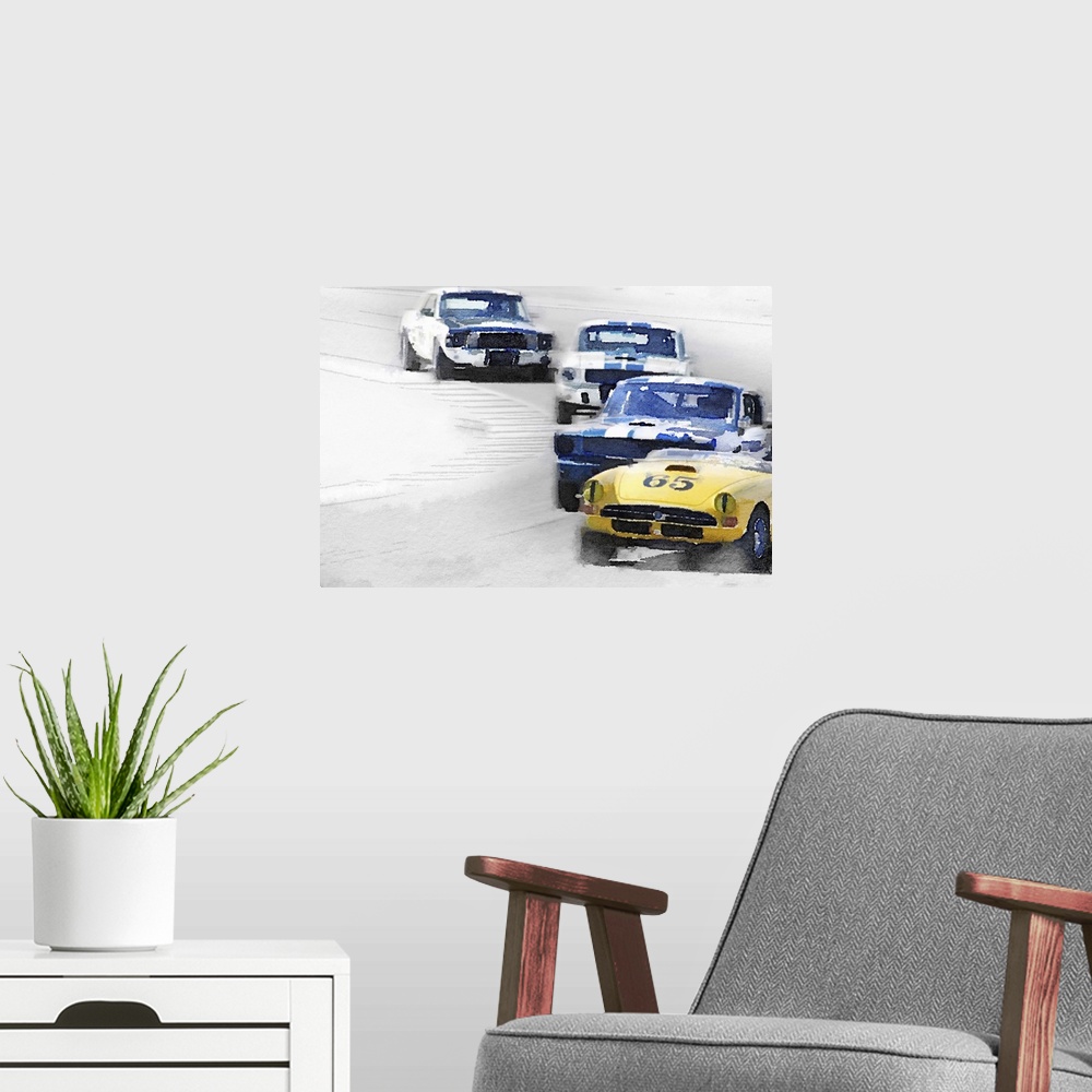 A modern room featuring Monterey Racing Watercolor