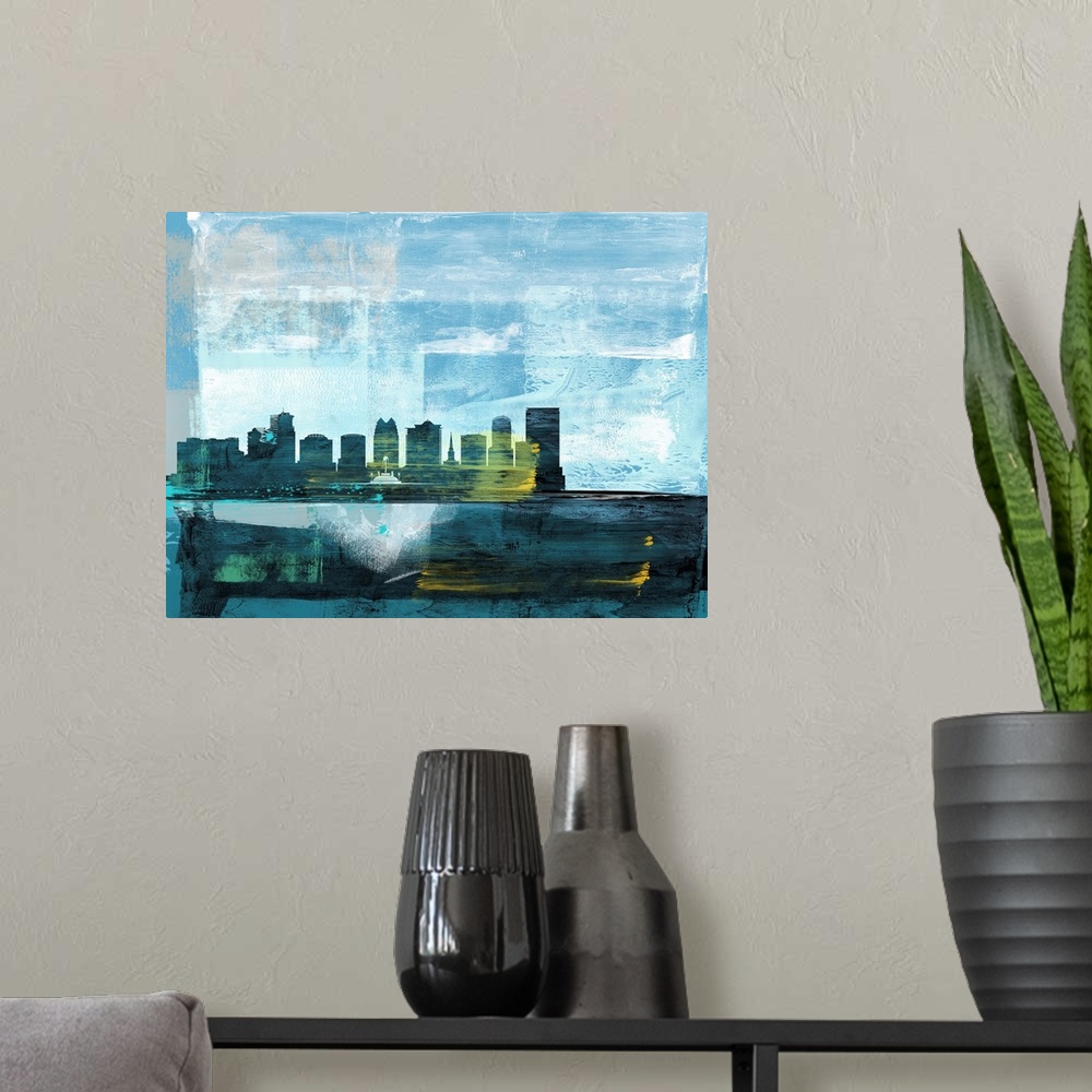 A modern room featuring Orlando Abstract Skyline I