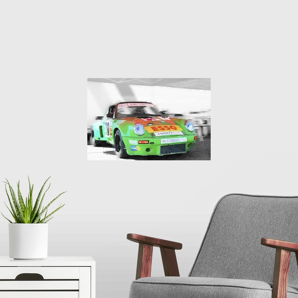 A modern room featuring Porsche 911 Turbo Watercolor
