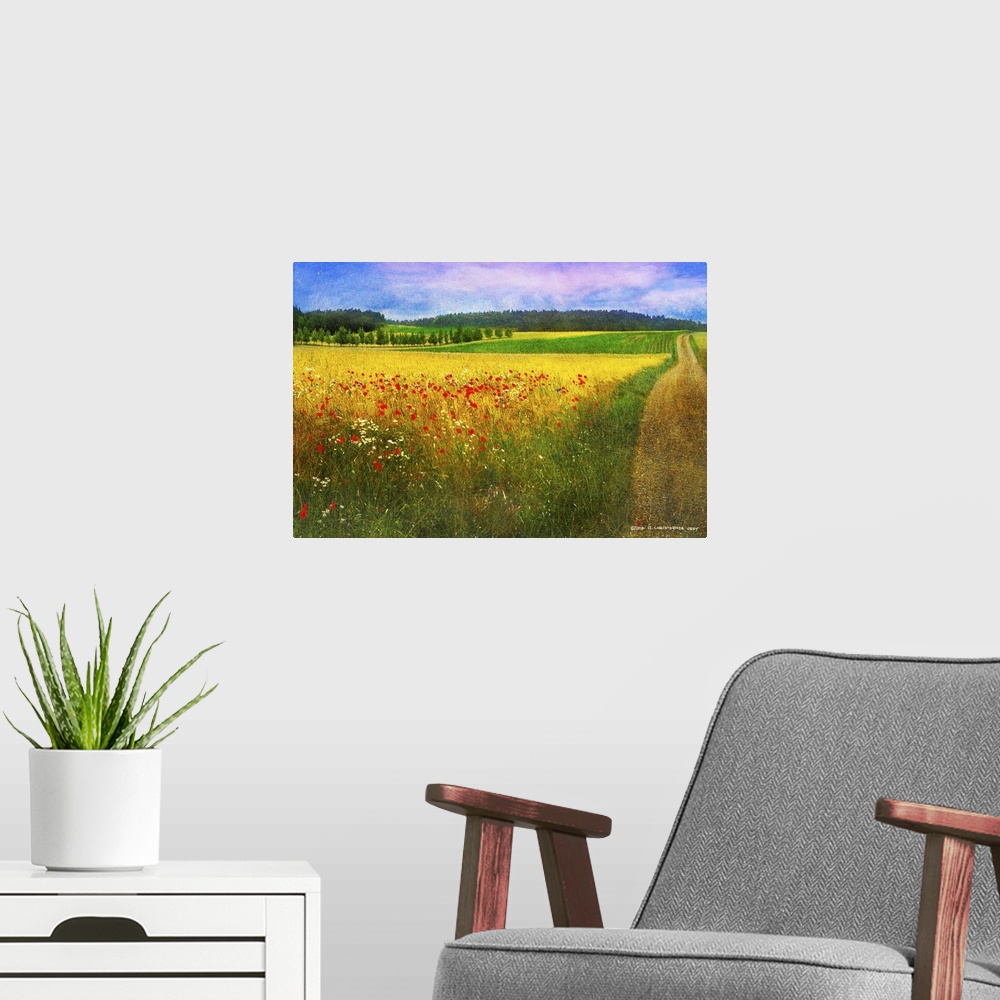 A modern room featuring Barley And Poppies