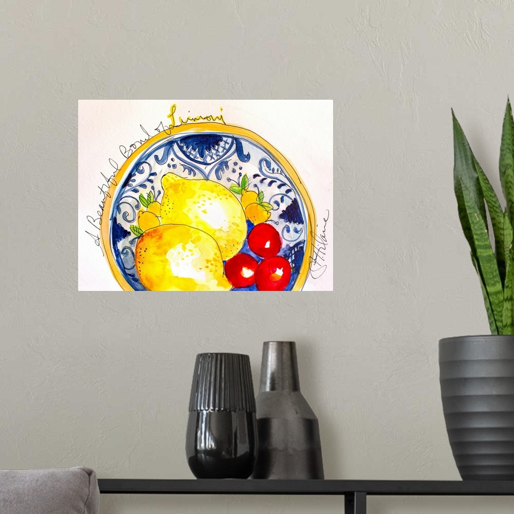 A modern room featuring Bowl Of Limoni