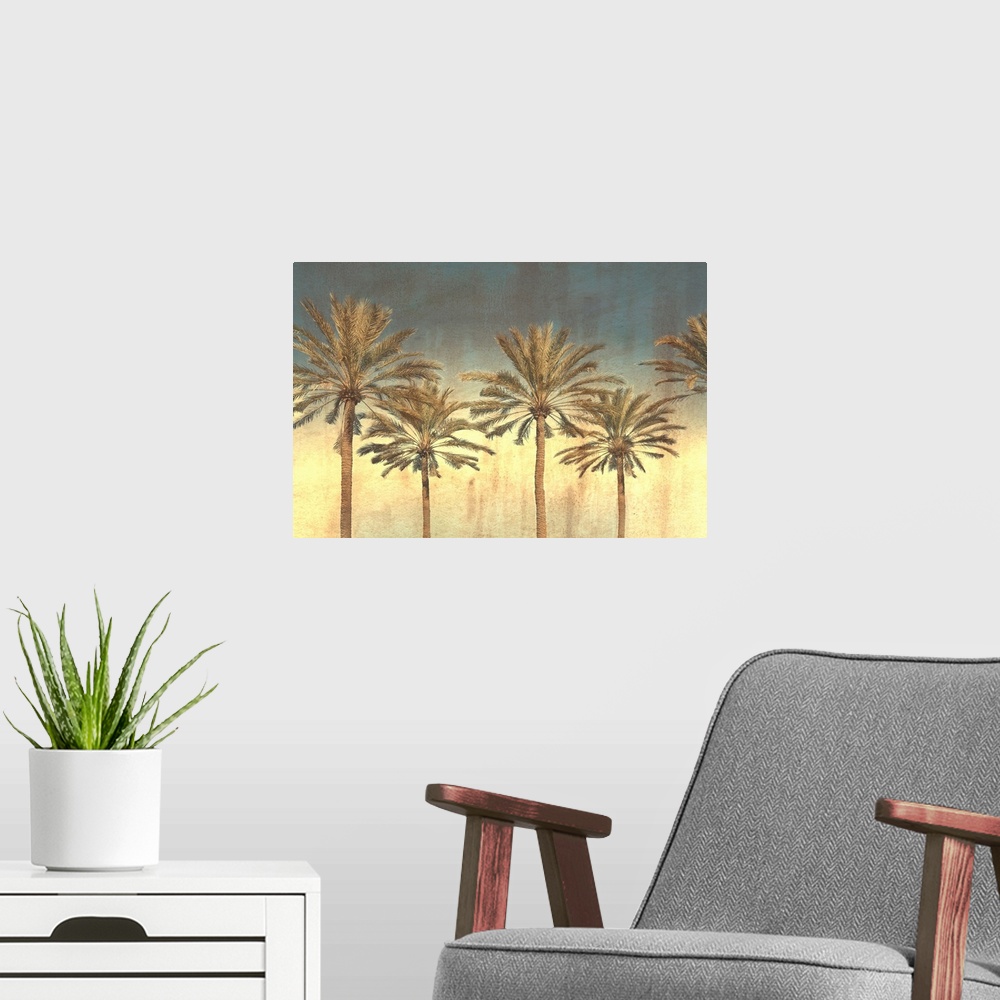 A modern room featuring Distressed Palm Trees I