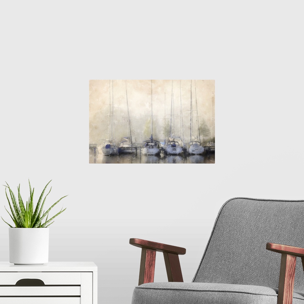 A modern room featuring Sailboats In Fog
