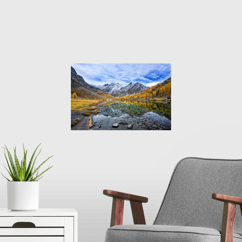 A modern room featuring Arpy Lake Panorama, Aosta Valley, Italy