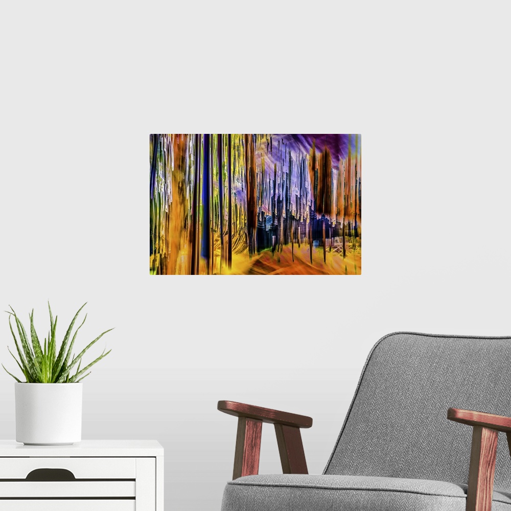 A modern room featuring Abstract representation of the glory of Autumn. The image was made using the in-camera burst mult...