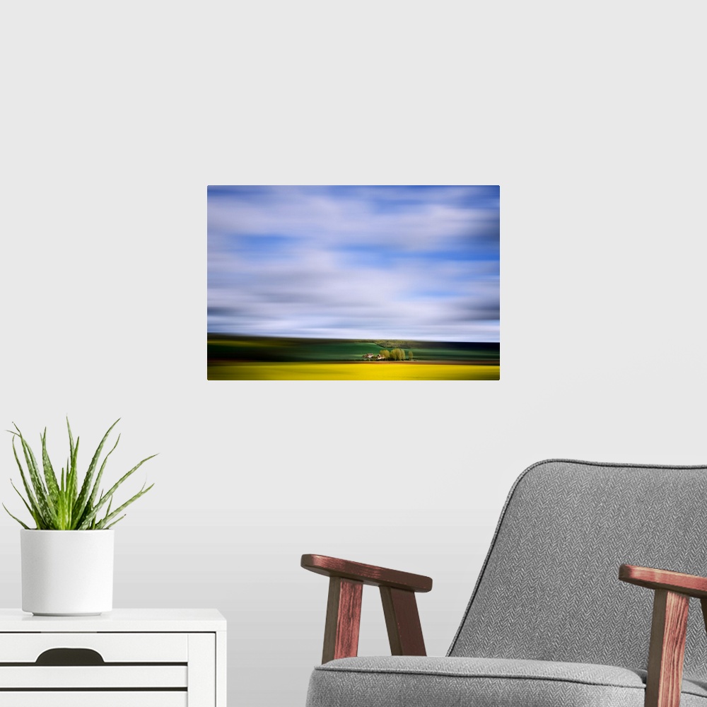 A modern room featuring Speed effect in a landscape