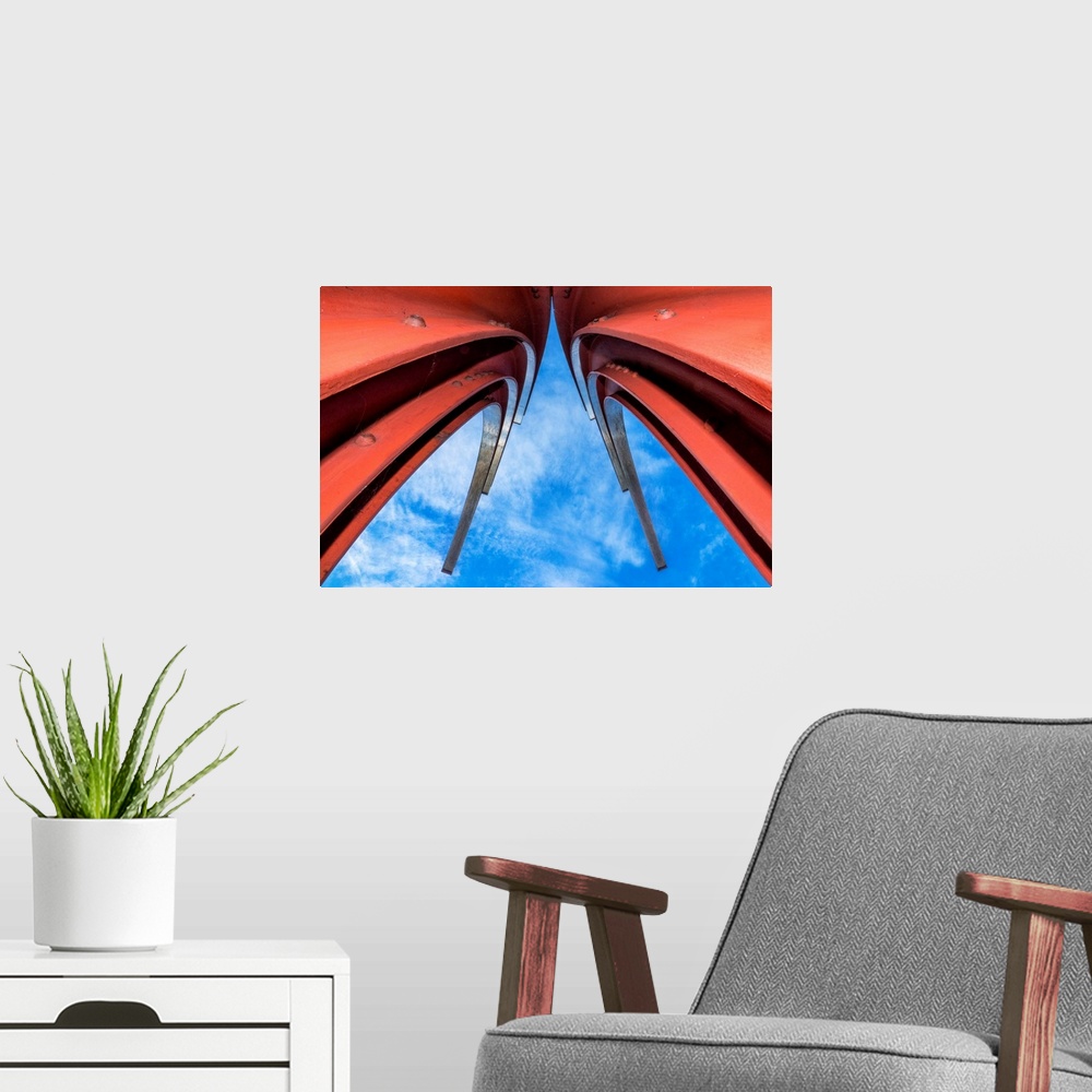 A modern room featuring Artistic abstract photograph of an architectural detail.