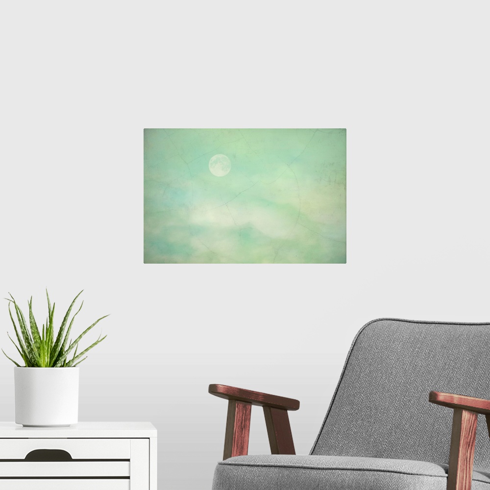 A modern room featuring Moon with a photo texture