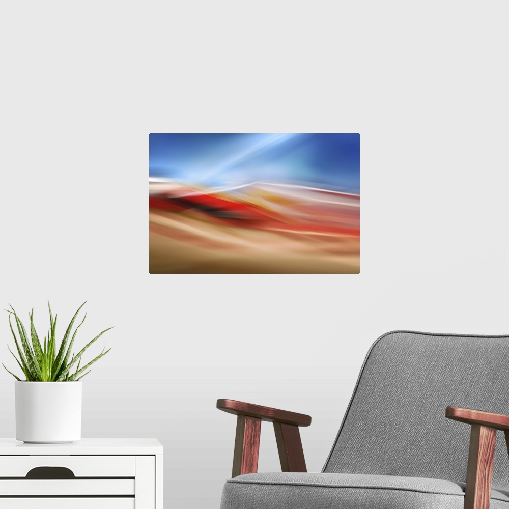 A modern room featuring Abstract landscape, image representing Red Mountain, an area in the West Kootenays in British Col...