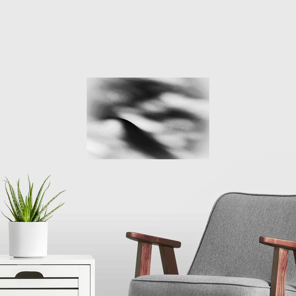 A modern room featuring Single image of snow mounded in my backyard. It was made at f/2.8, to keep just one edge (line) o...
