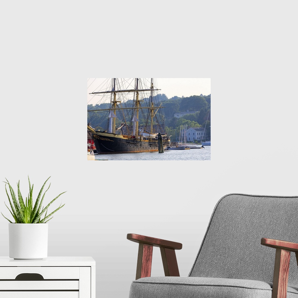 A modern room featuring Low angle view of the Joseph Conrad Fully Rigged Tall Ship, Mystic Seaport Maritime Museum, Mysti...