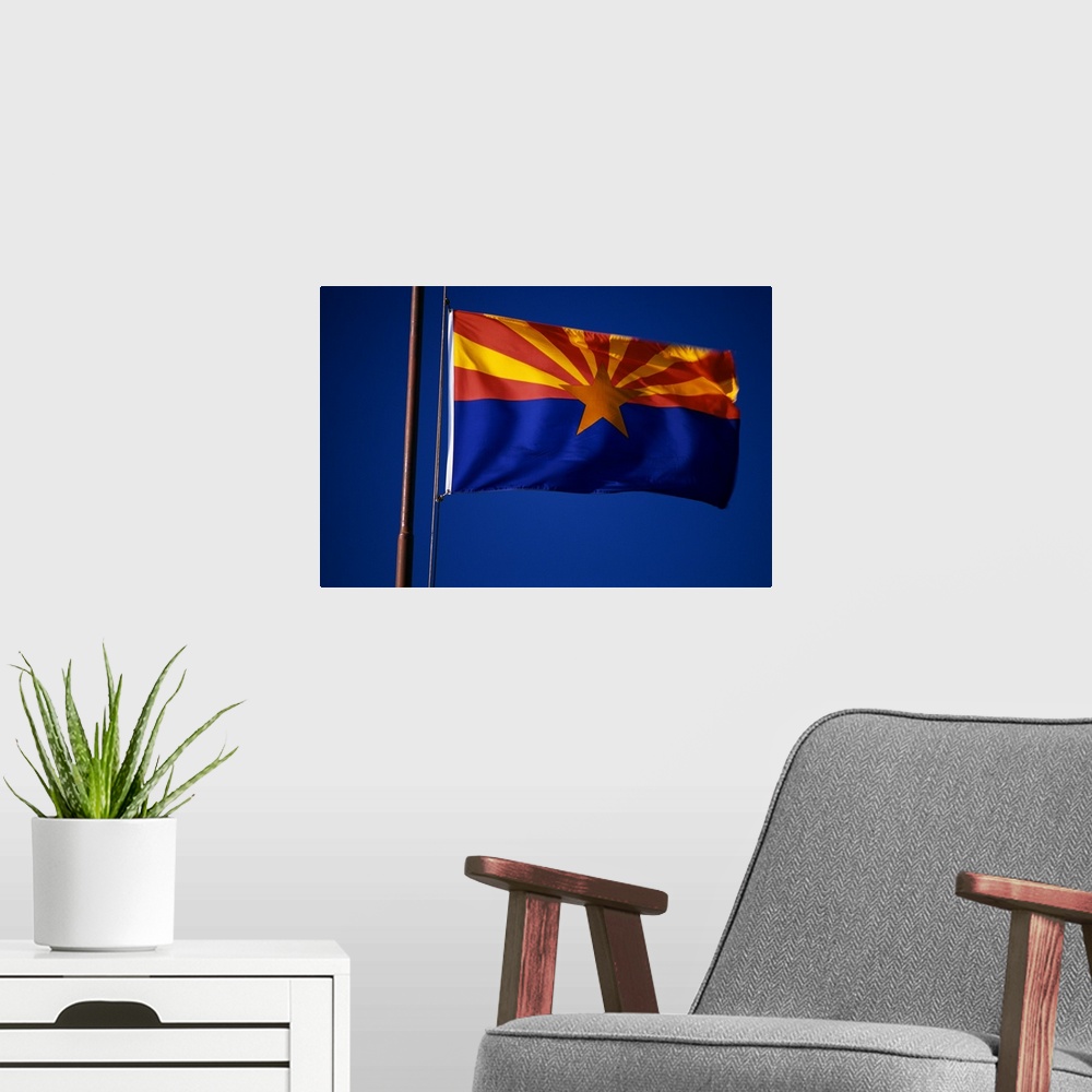 A modern room featuring Arizona State Flag