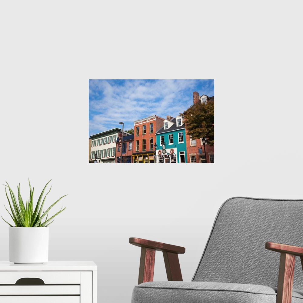 A modern room featuring Buildings along a street, Thames Street, Fells Point, Baltimore, Maryland